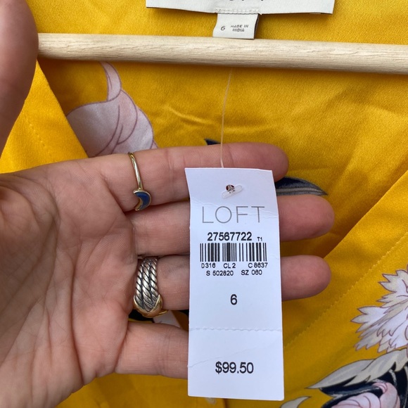 NWT Ann Taylor LOFT Yellow Floral Bouquet Dress - Picture 4 of 8